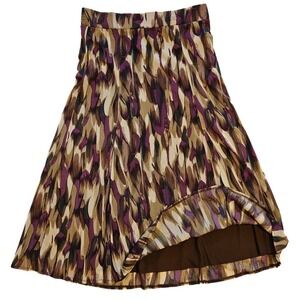 Anne Klein A Line Skirt Purple Brown Beige Abstract Print Maxi Womens Size Small